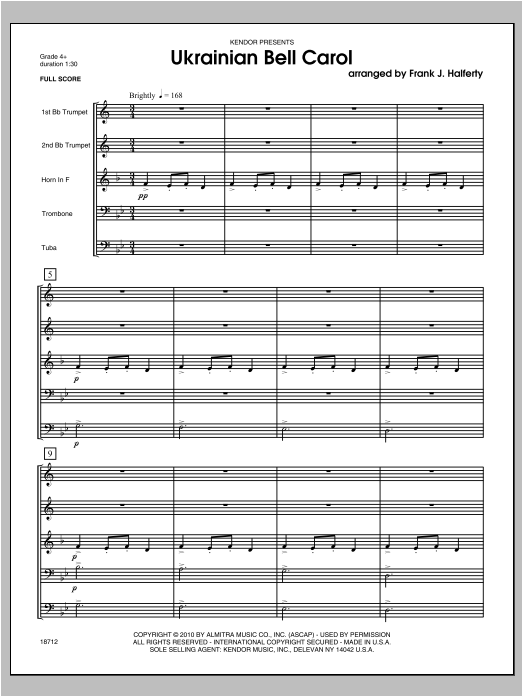 Download Halferty Ukrainian Bell Carol - Full Score Sheet Music