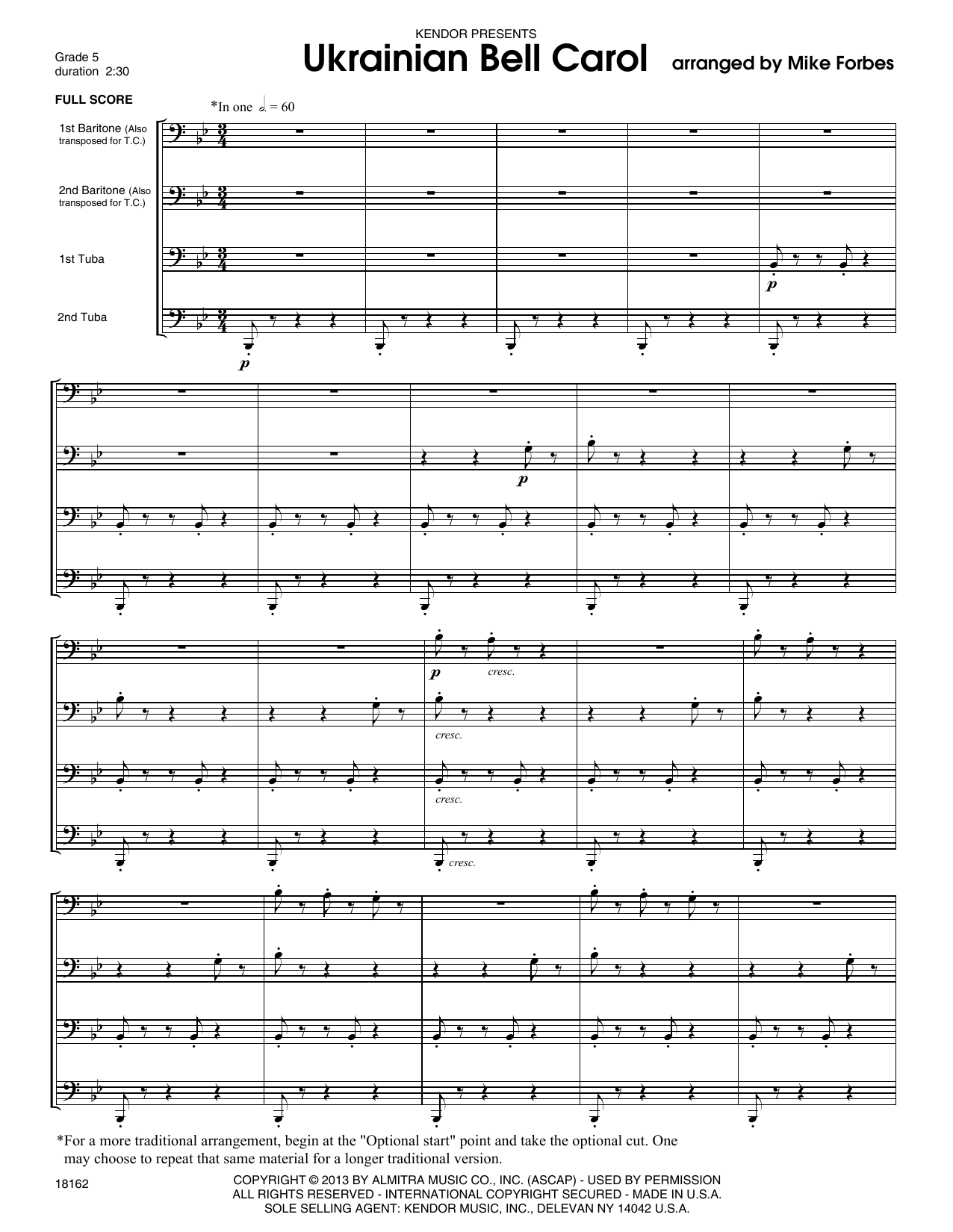 Download Michael Forbes Ukrainian Bell Carol - Full Score Sheet Music