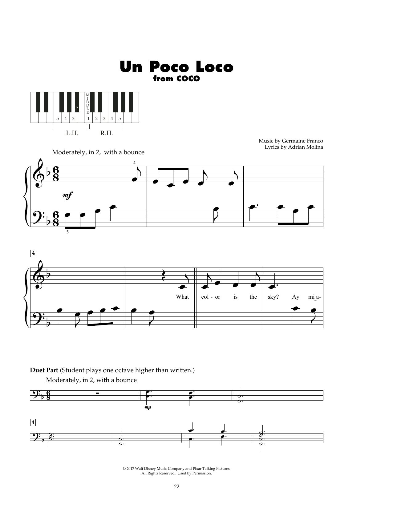 Download Germaine Franco & Adrian Molina Un Poco Loco (from Coco) Sheet Music