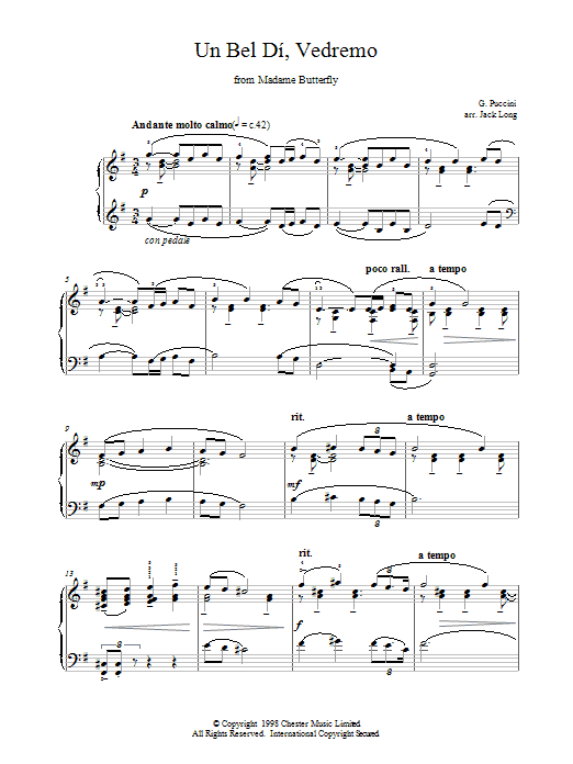 Giacomo Puccini Un Bel Di, Vedremo From Madame Butterfly sheet music notes printable PDF score