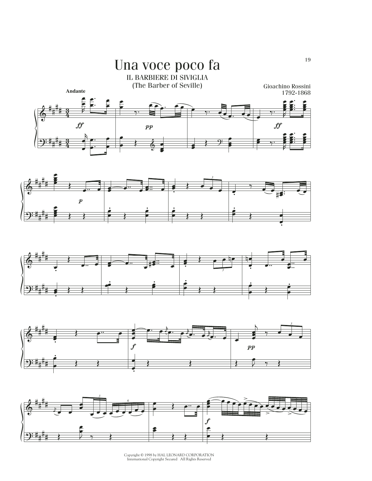 Gioachino Rossini Una Voce Poco Fa sheet music notes printable PDF score