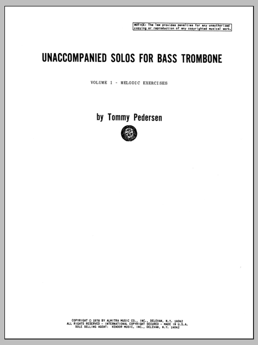 Download Pederson Unaccompanied Solos For Bass Trombone, Sheet Music