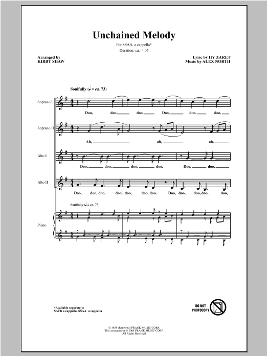 Download The Righteous Brothers Unchained Melody (Arr. Kirby Shaw) Sheet Music