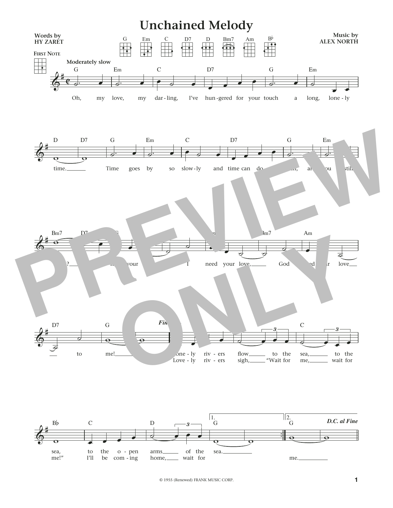 Download The Righteous Brothers Unchained Melody (from The Daily Ukulel Sheet Music