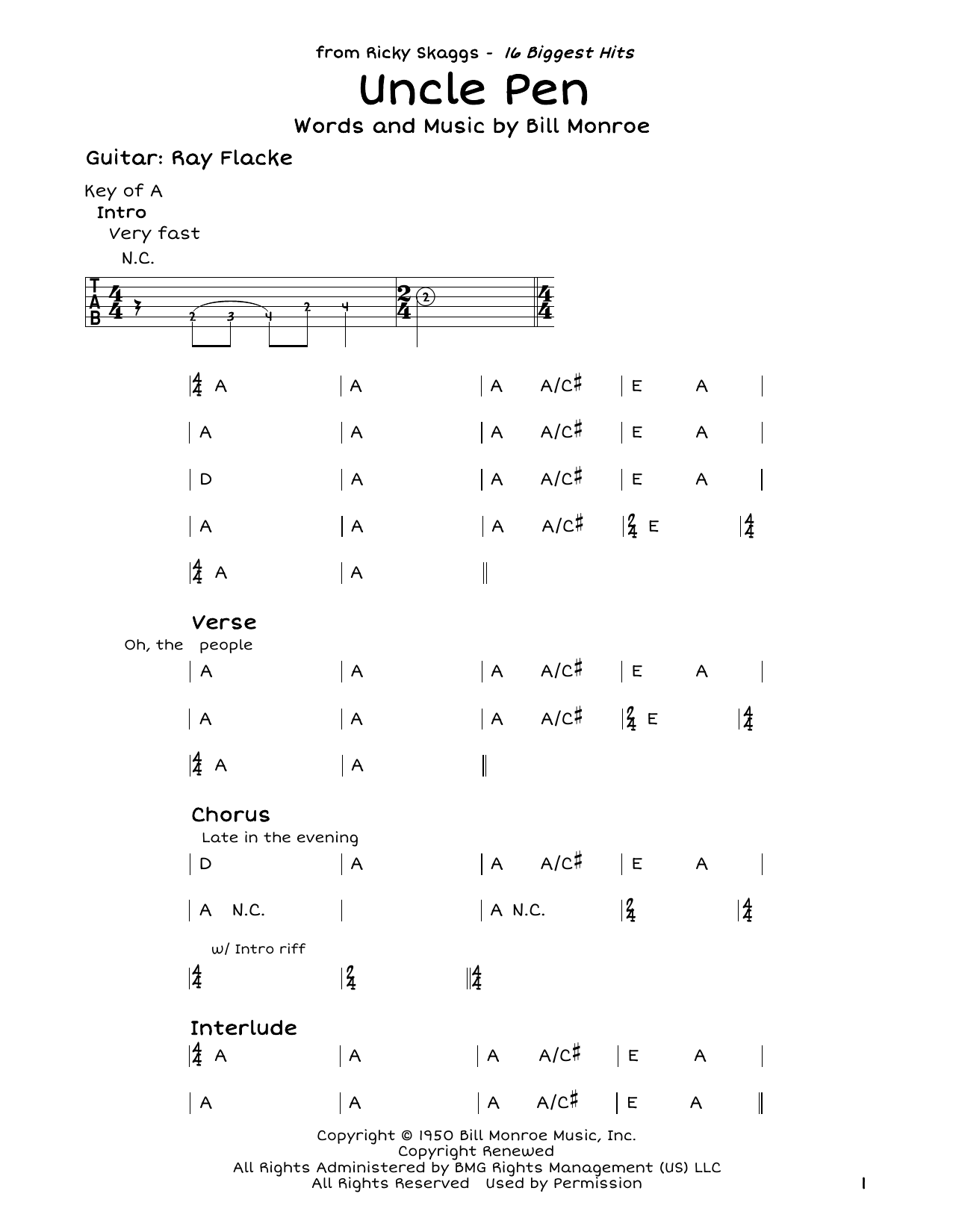 Download Ricky Skaggs Uncle Pen Sheet Music