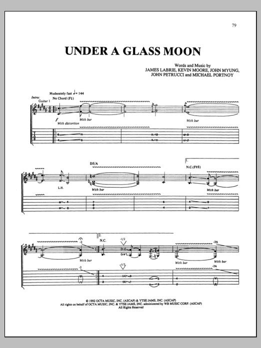Download Dream Theater Under A Glass Moon Sheet Music