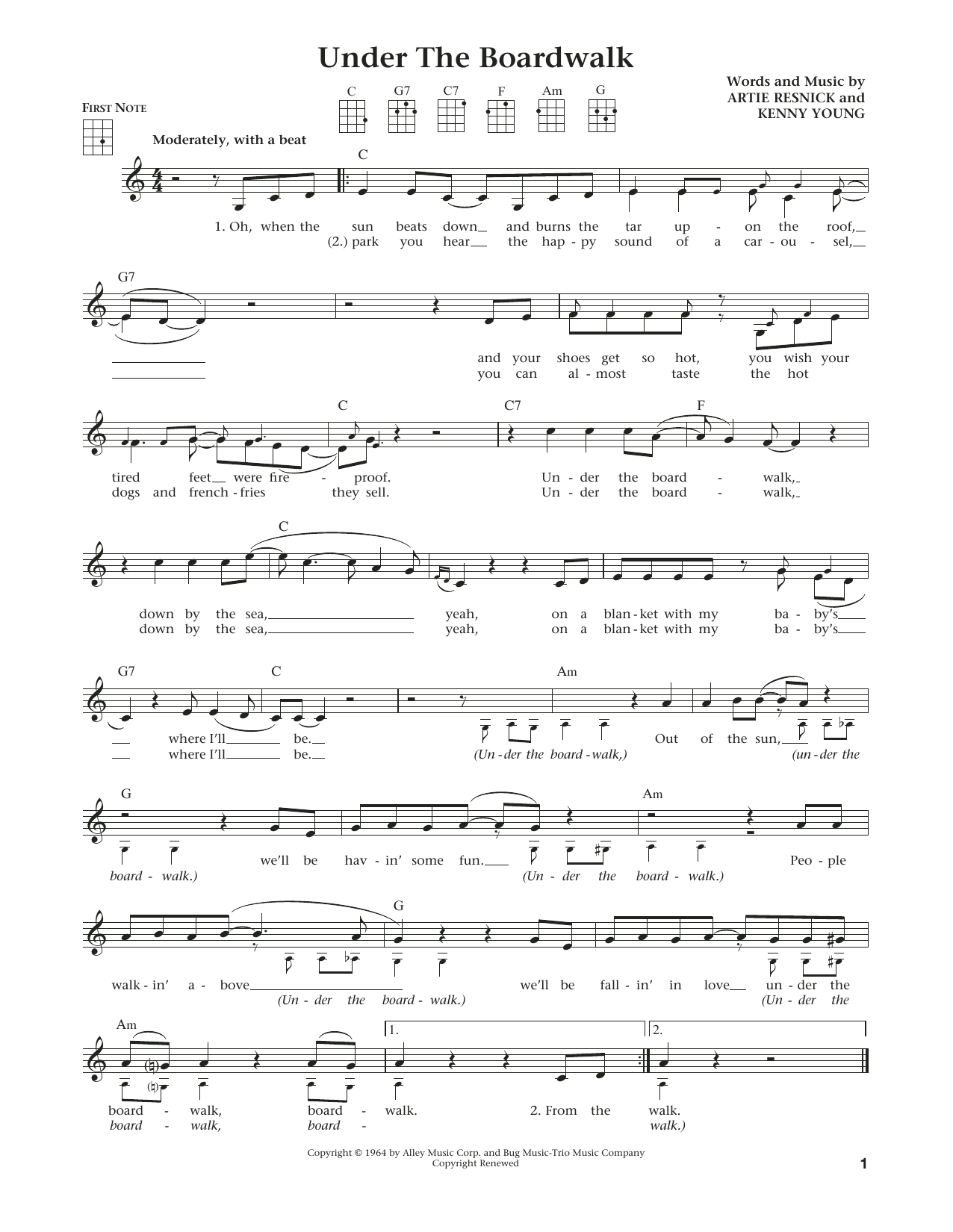Download The Drifters Under The Boardwalk (from The Daily Uku Sheet Music