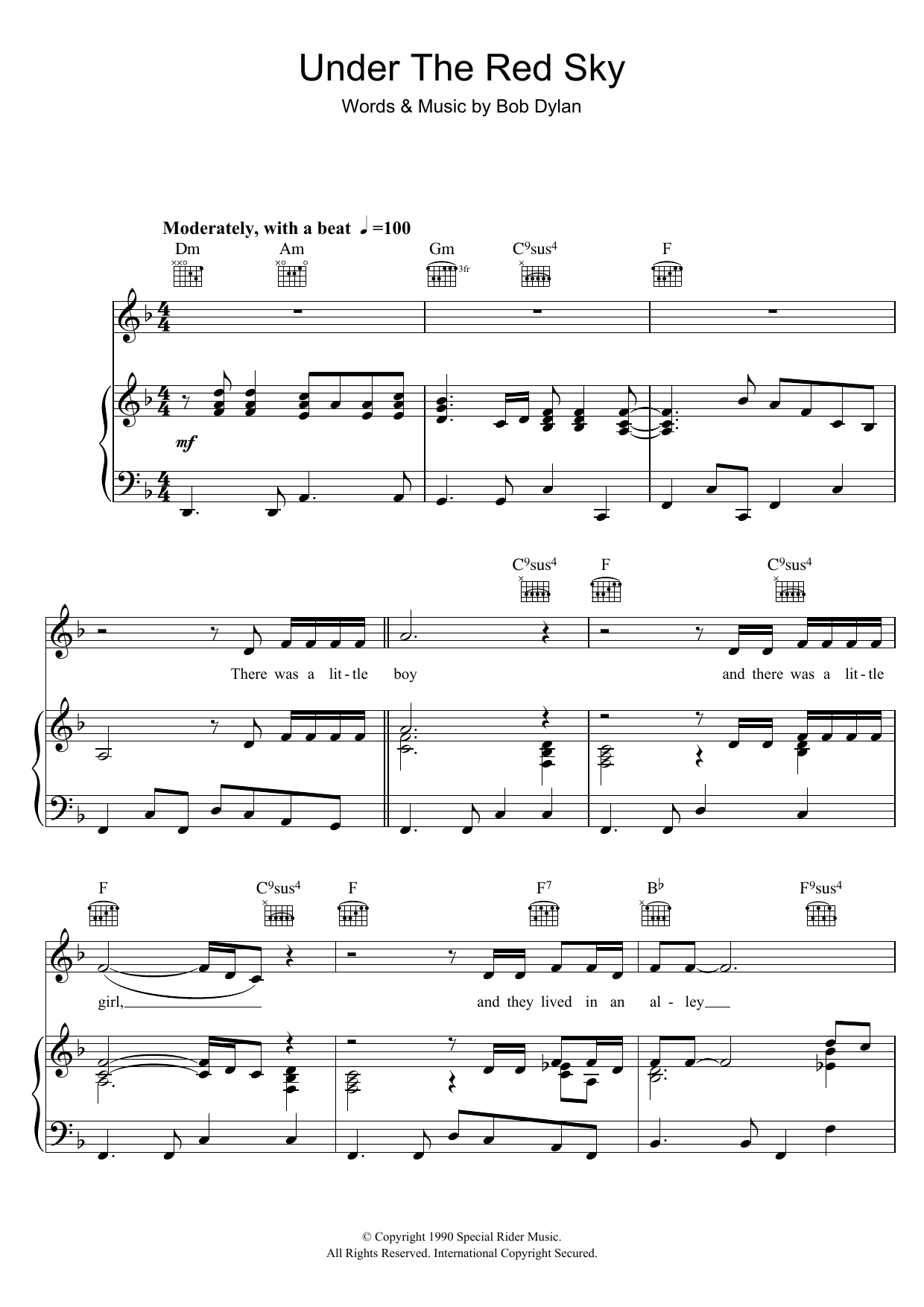Download Bob Dylan Under The Red Sky Sheet Music