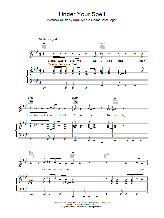 Download Bob Dylan Under Your Spell Sheet Music