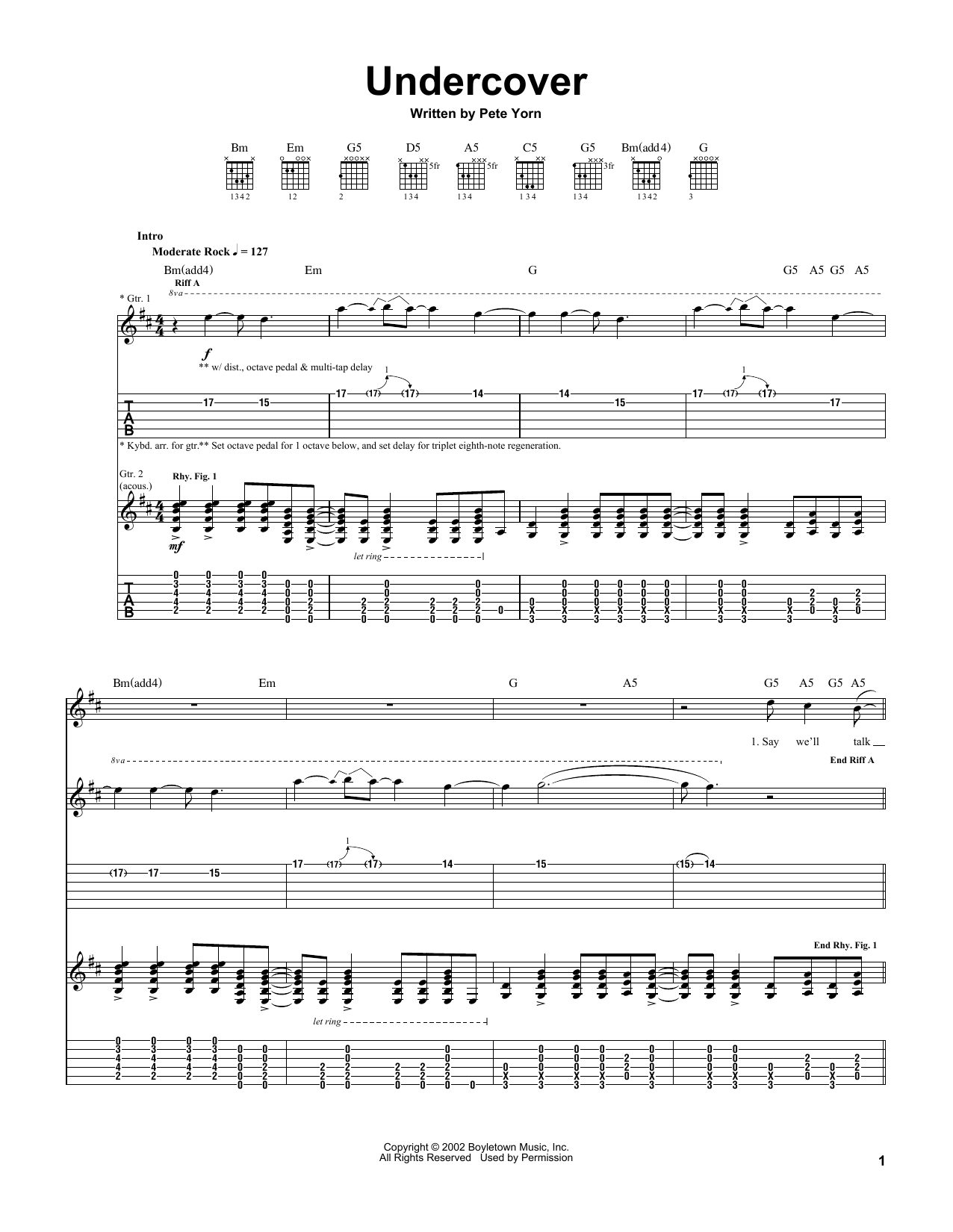Download Pete Yorn Undercover Sheet Music