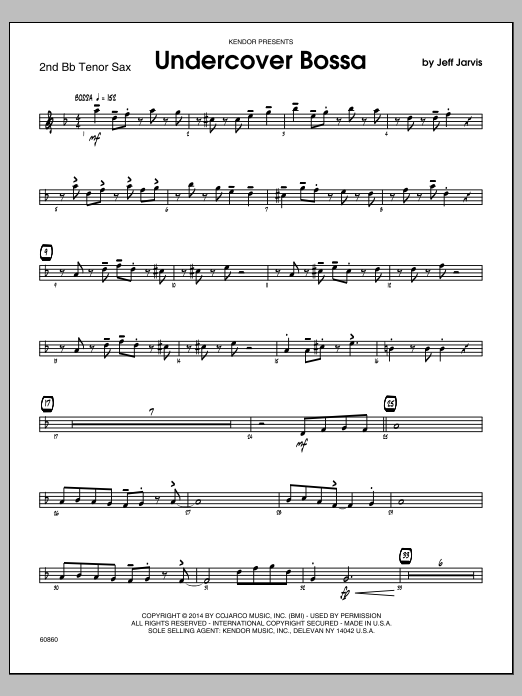 Download Jeff Jarvis Undercover Bossa - 2nd Bb Tenor Saxopho Sheet Music
