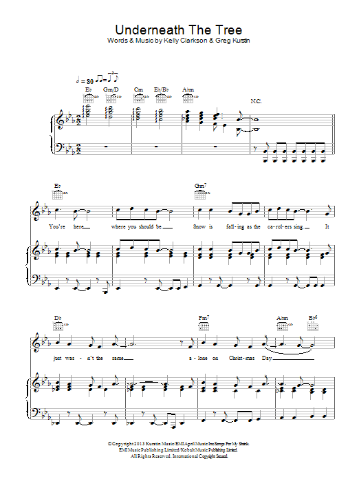 Download Kelly Clarkson Underneath The Tree Sheet Music