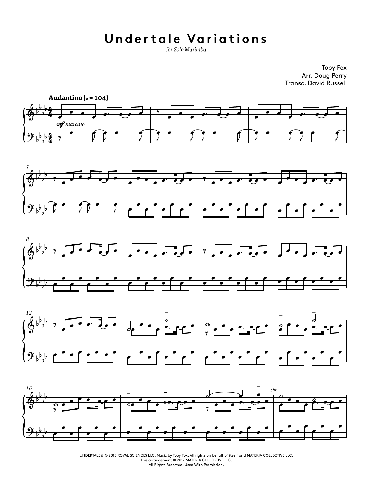 Download Toby Fox Undertale Variations (arr. Doug Perry) Sheet Music