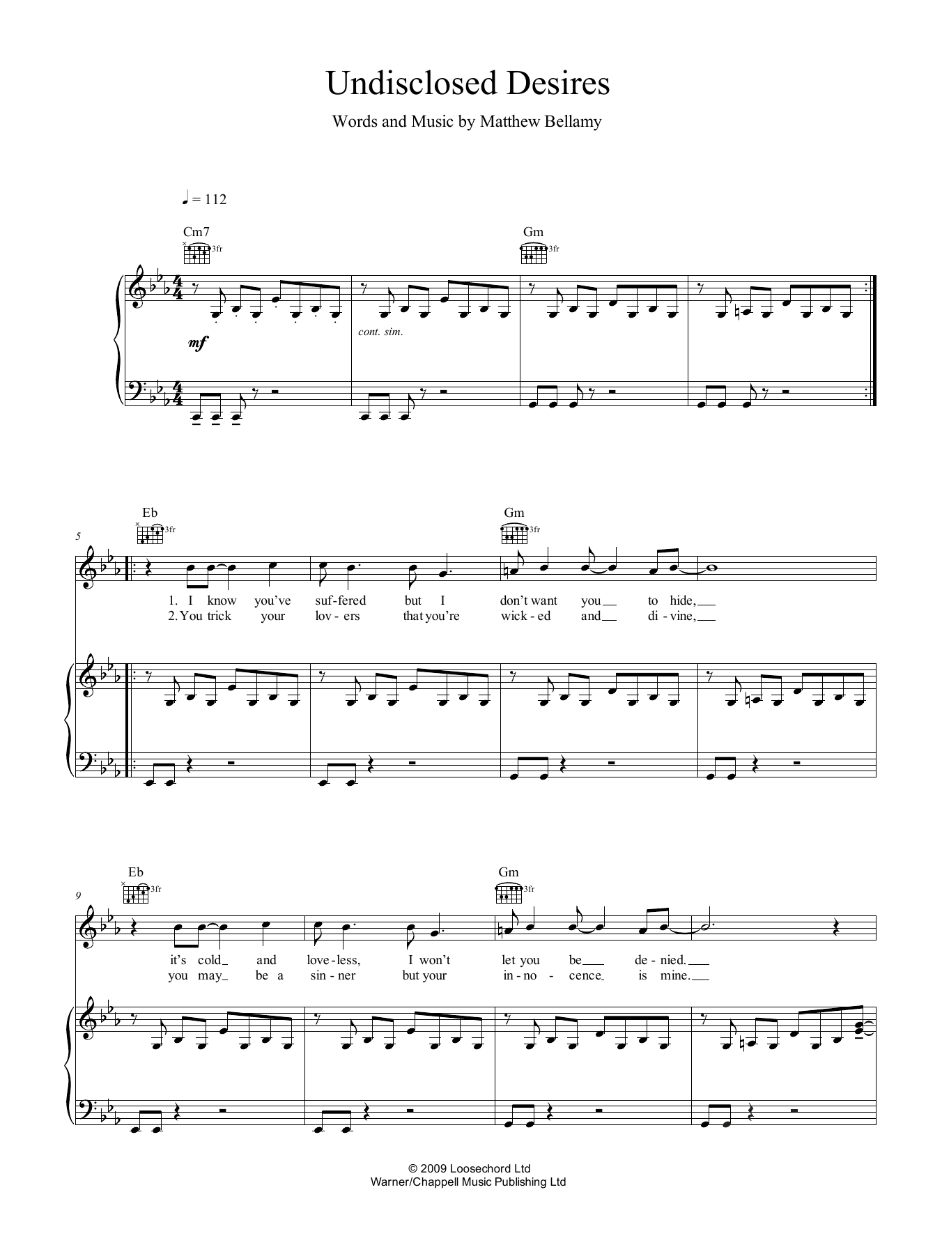Download Muse Undisclosed Desires Sheet Music