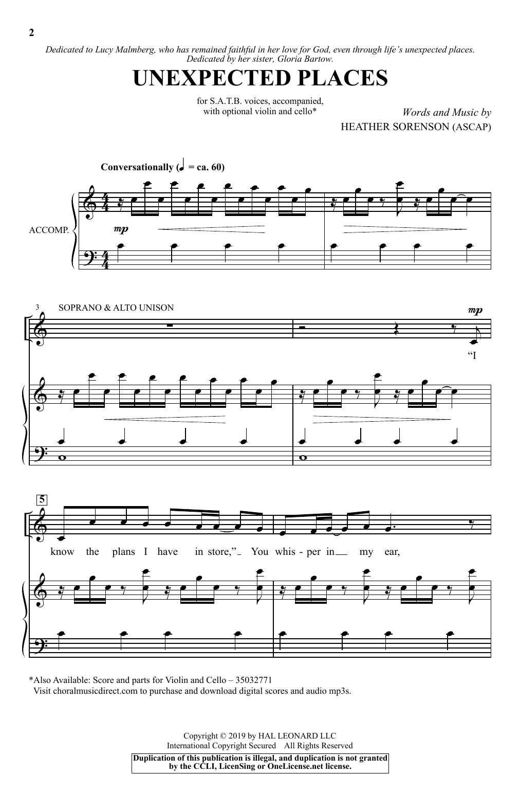 Download Heather Sorenson Unexpected Places Sheet Music