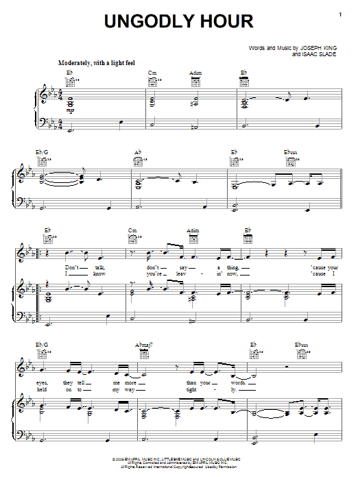 Download The Fray Ungodly Hour Sheet Music