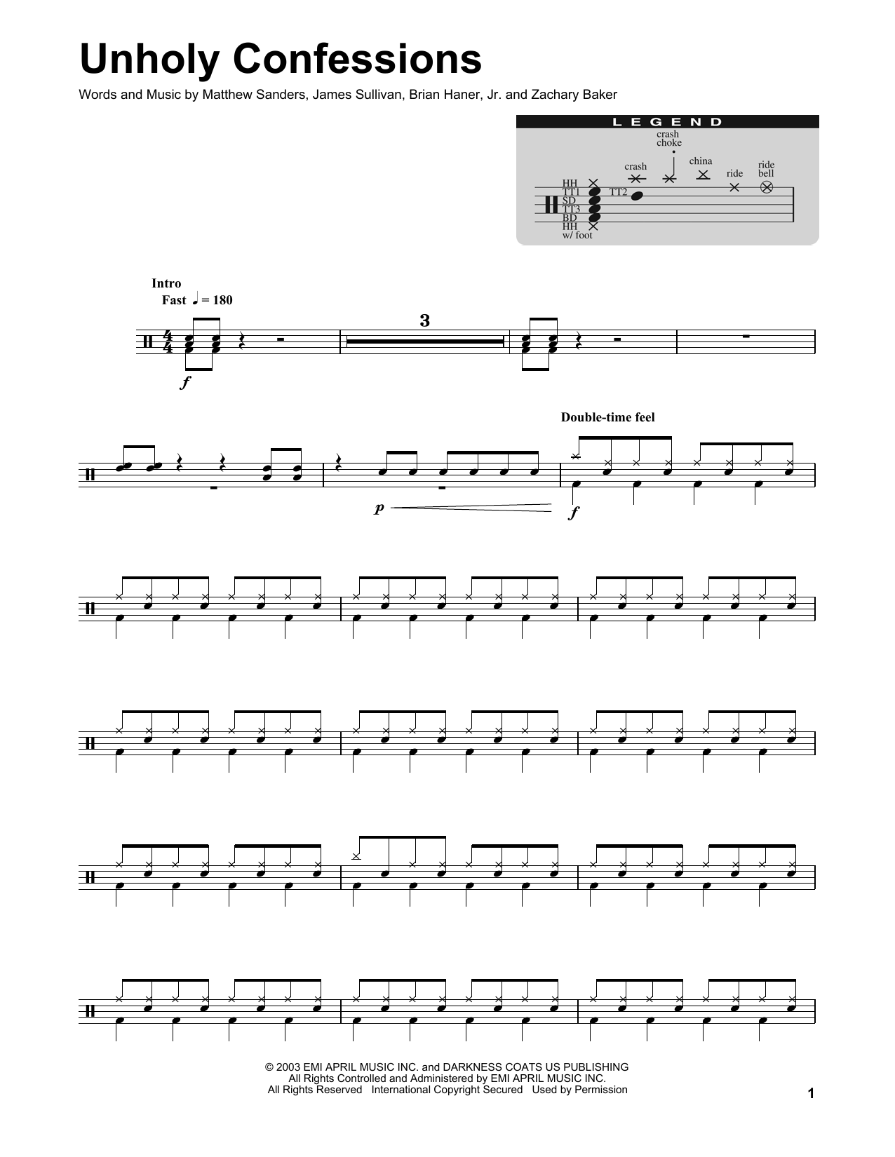 Download Avenged Sevenfold Unholy Confessions Sheet Music