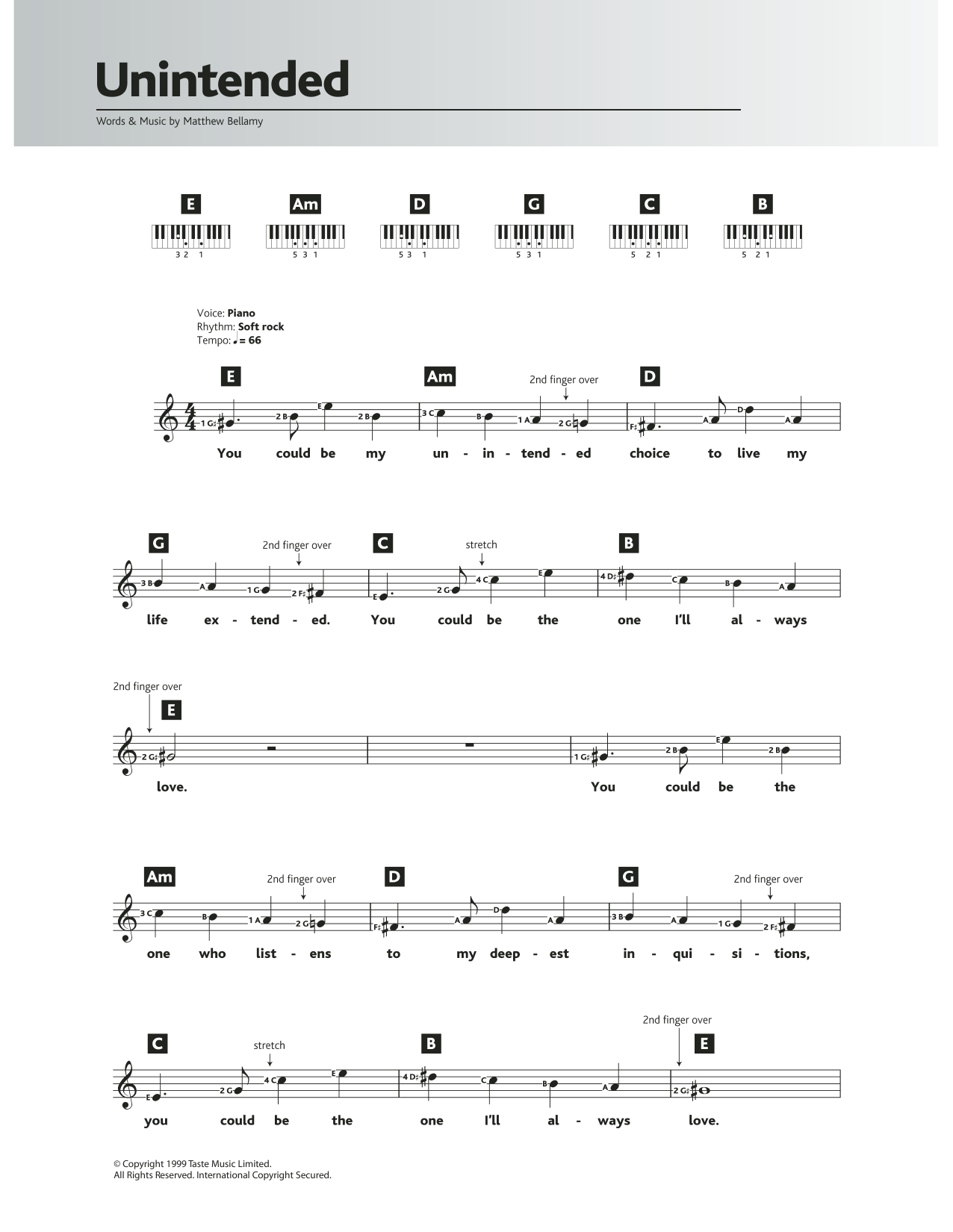 Download Muse Unintended Sheet Music