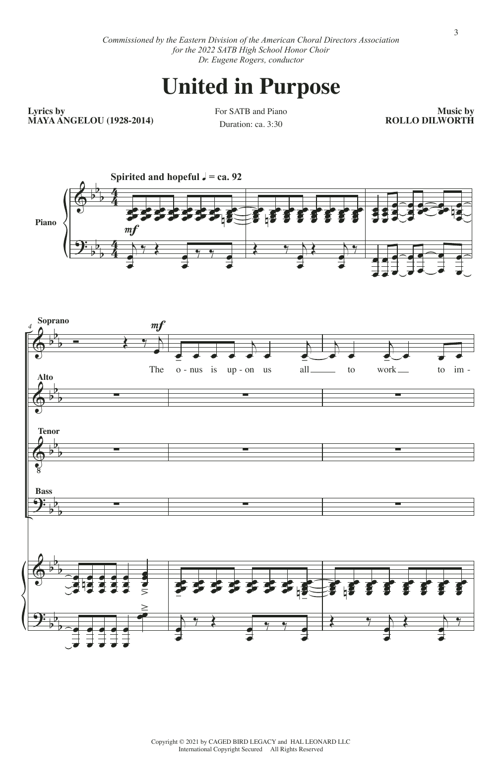 Download Maya Angelou and Rollo Dilworth United In Purpose Sheet Music