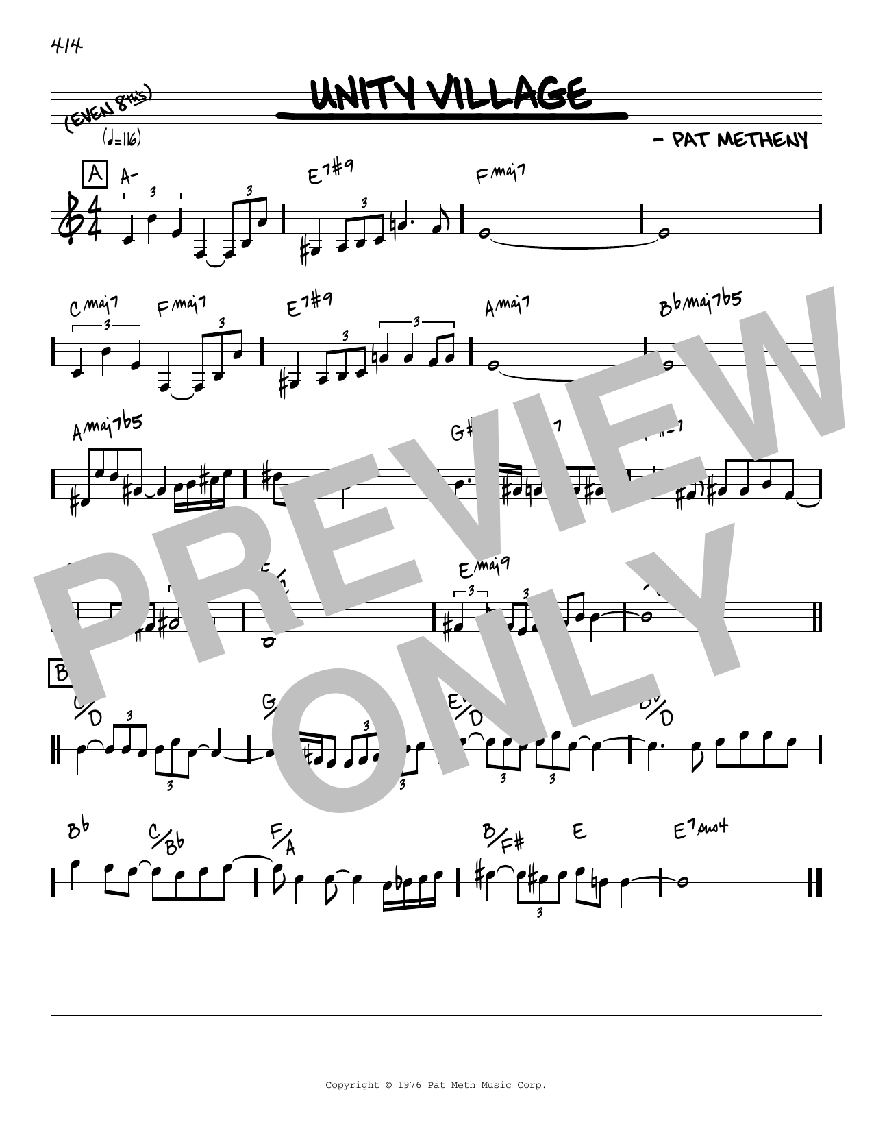 Download Pat Metheny Unity Village [Reharmonized version] (a Sheet Music