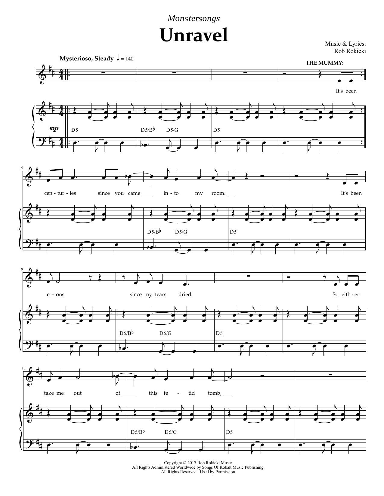 Download Rob Rokicki Unravel (from Monstersongs) Sheet Music