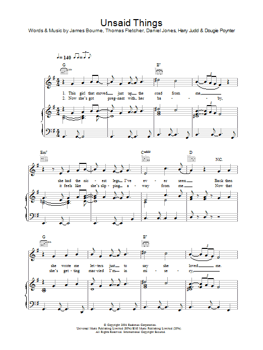 Download McFly Unsaid Things Sheet Music