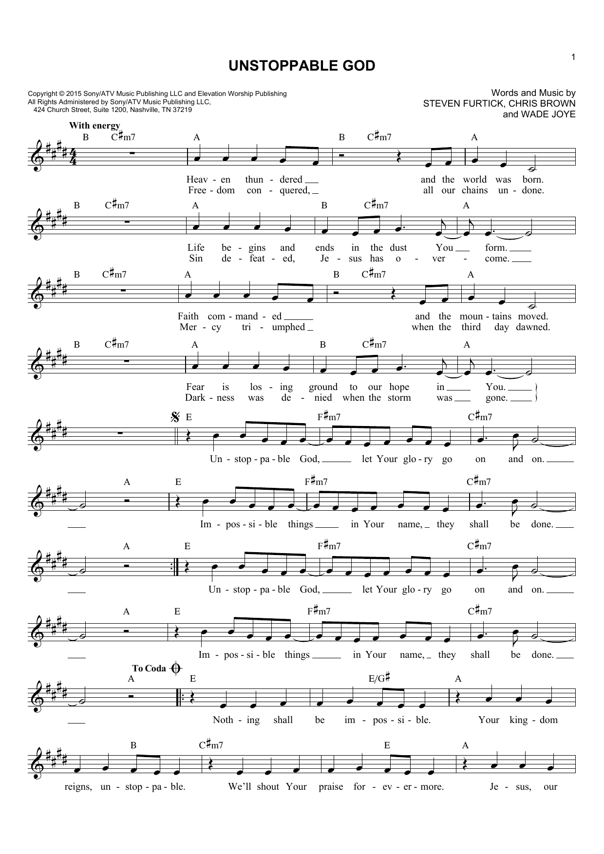 Download Chris Brown Unstoppable God Sheet Music