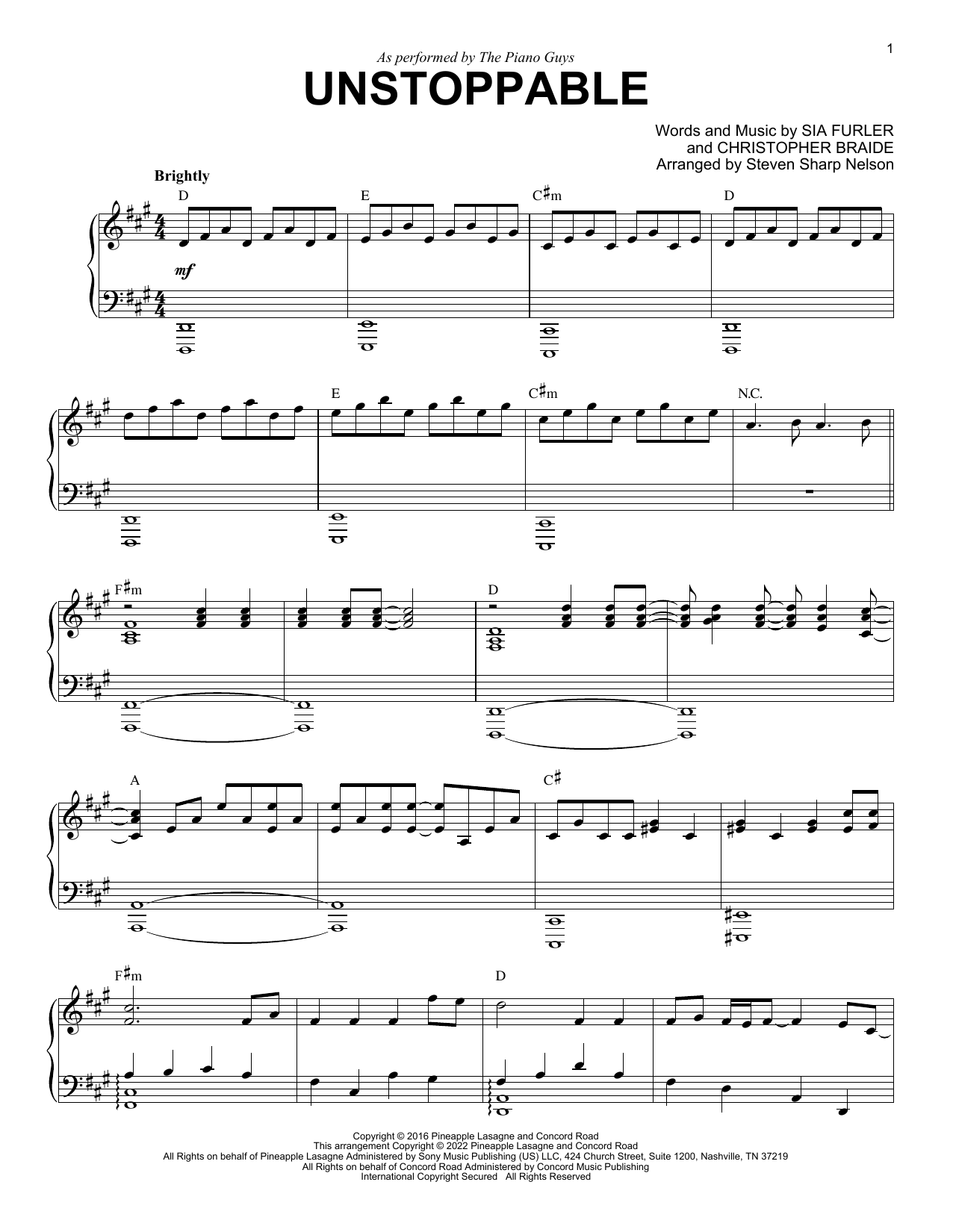 Download The Piano Guys Unstoppable Sheet Music