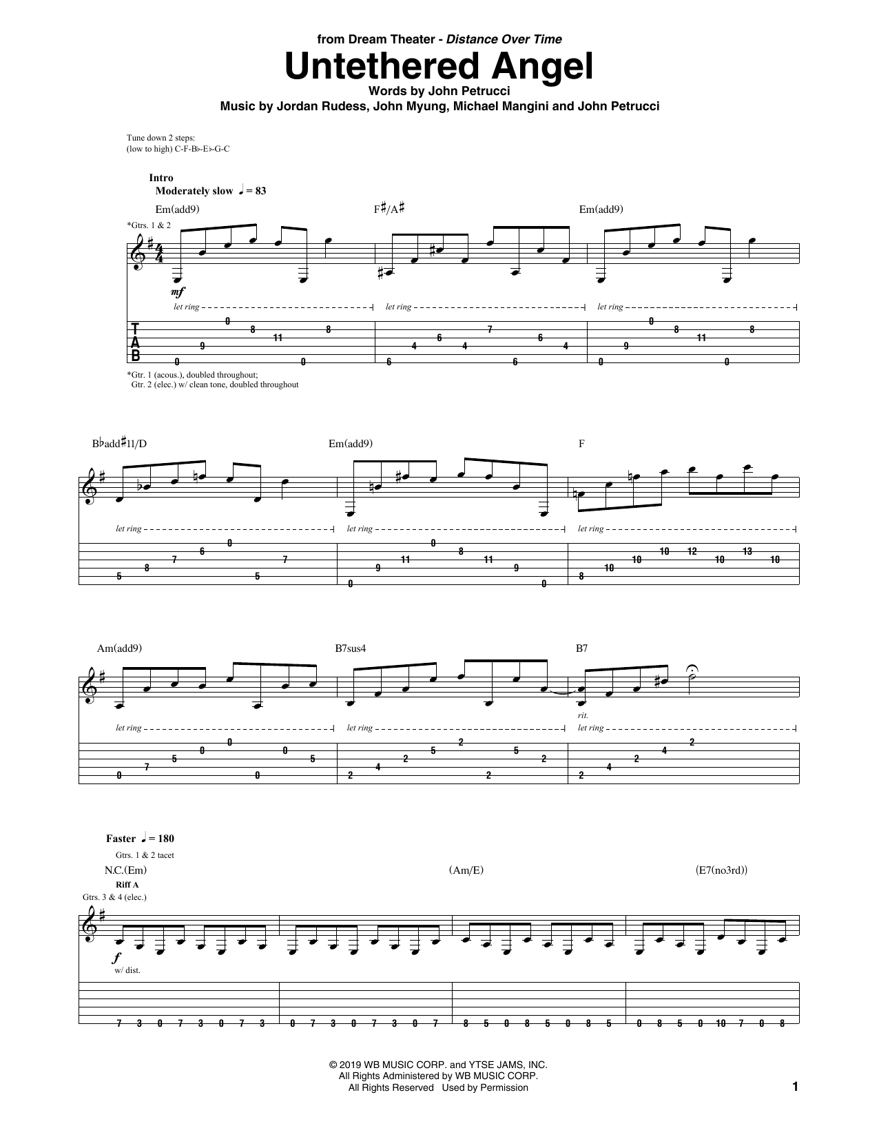 Download Dream Theater Untethered Angel Sheet Music