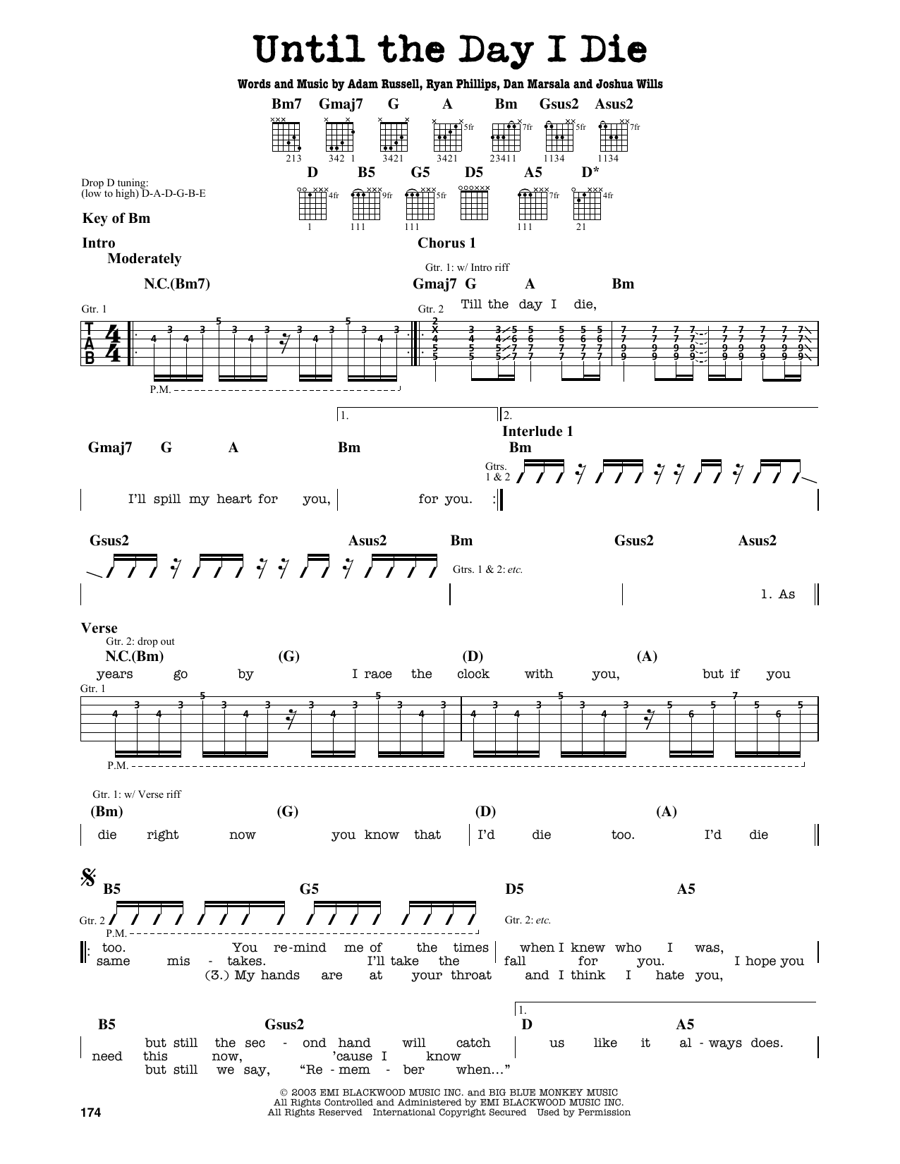 Download Story Of The Year Until The Day I Die Sheet Music