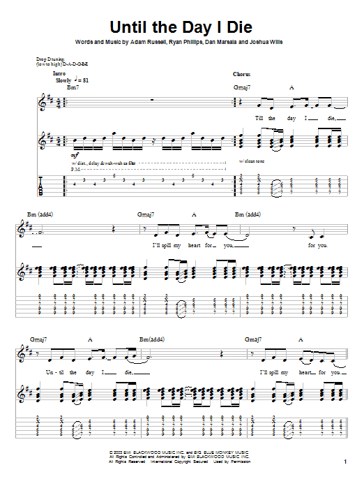 Download Story Of The Year Until The Day I Die Sheet Music