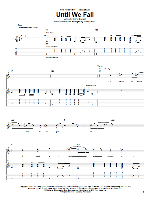 Download Audioslave Until We Fall Sheet Music