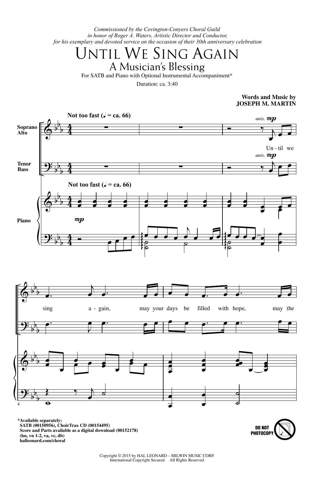 Download Joseph M. Martin Until We Sing Again (A Musician's Bless Sheet Music