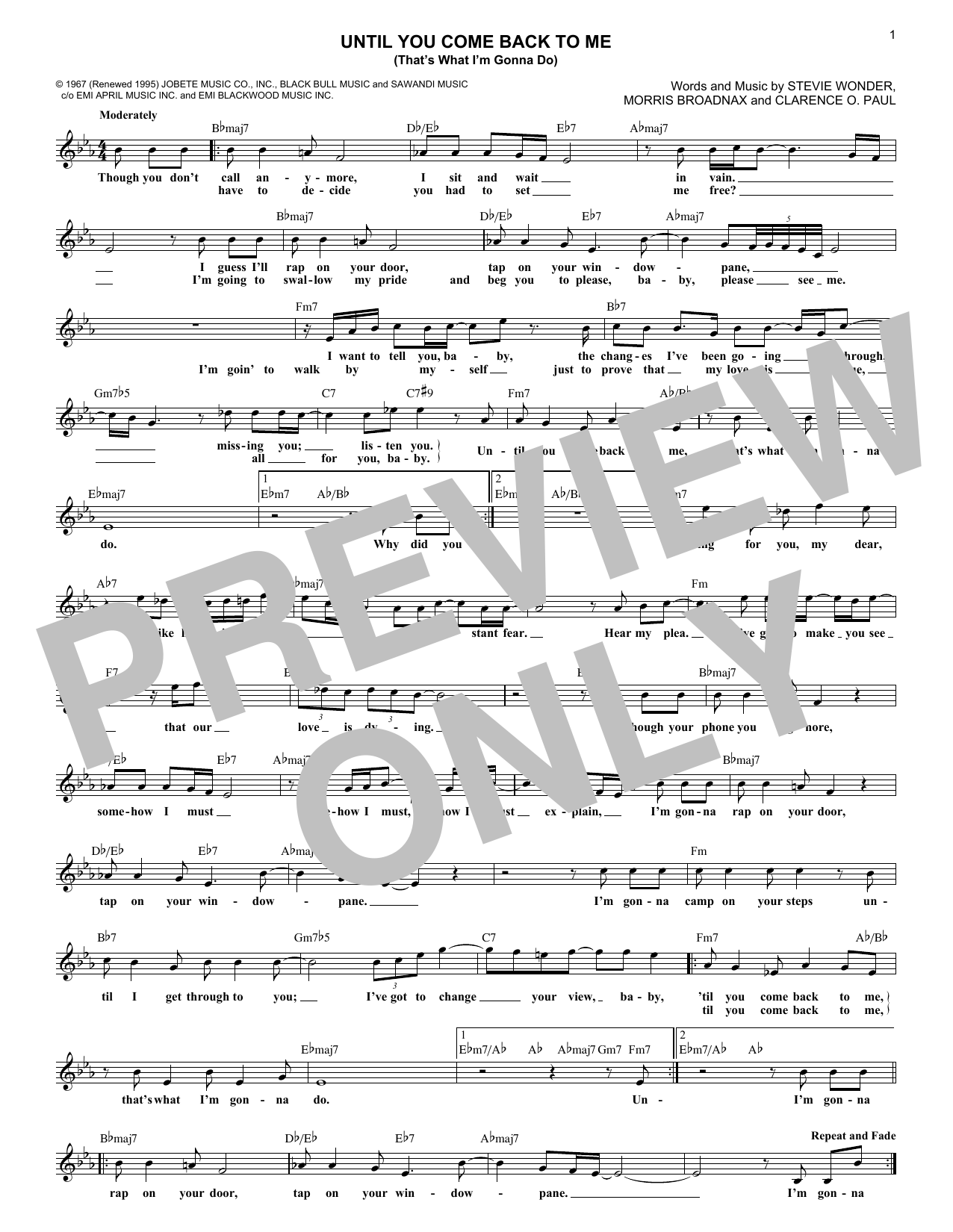 Download Aretha Franklin Until You Come Back To Me (That's What Sheet Music