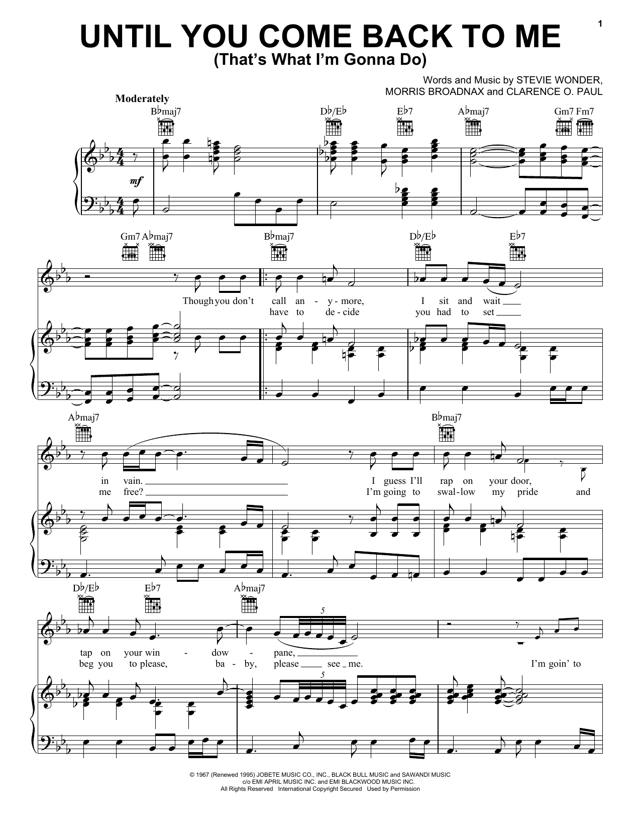 Download Aretha Franklin Until You Come Back To Me (That's What Sheet Music