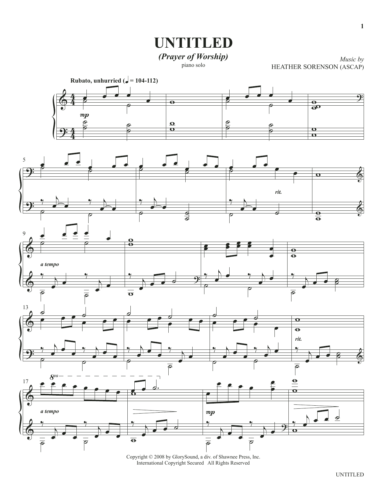 Download Heather Sorenson Untitled (from The Prayer Project) Sheet Music