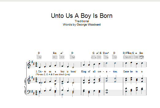 Download Christmas Carol Unto Us A Boy Is Born Sheet Music