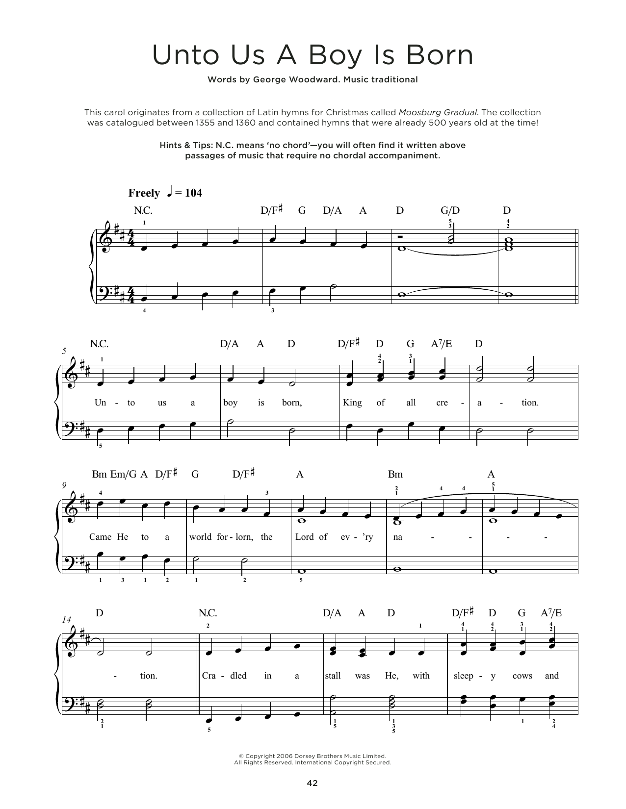 Download Traditional Unto Us A Boy Is Born Sheet Music