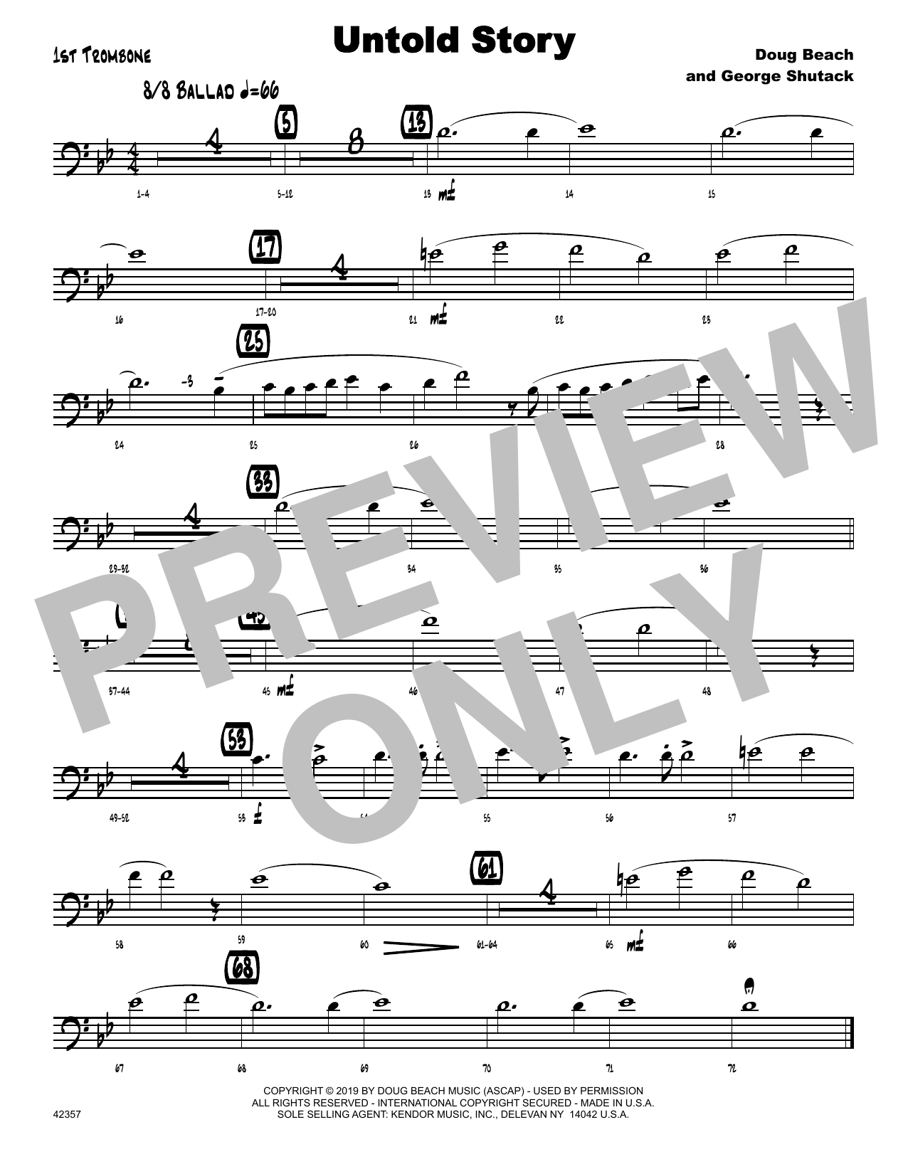 Download Doug Beach & George Shutack Untold Story - 1st Trombone Sheet Music