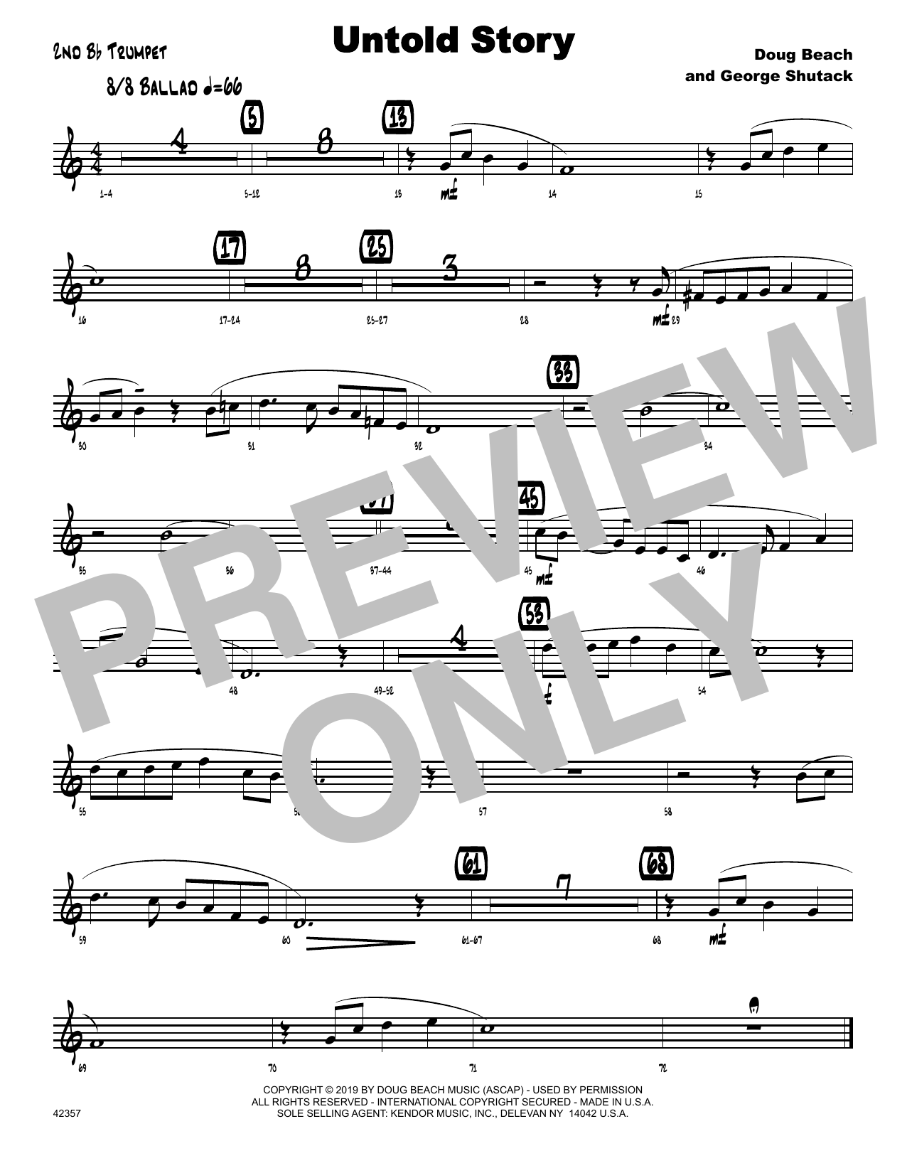 Download Doug Beach & George Shutack Untold Story - 2nd Bb Trumpet Sheet Music