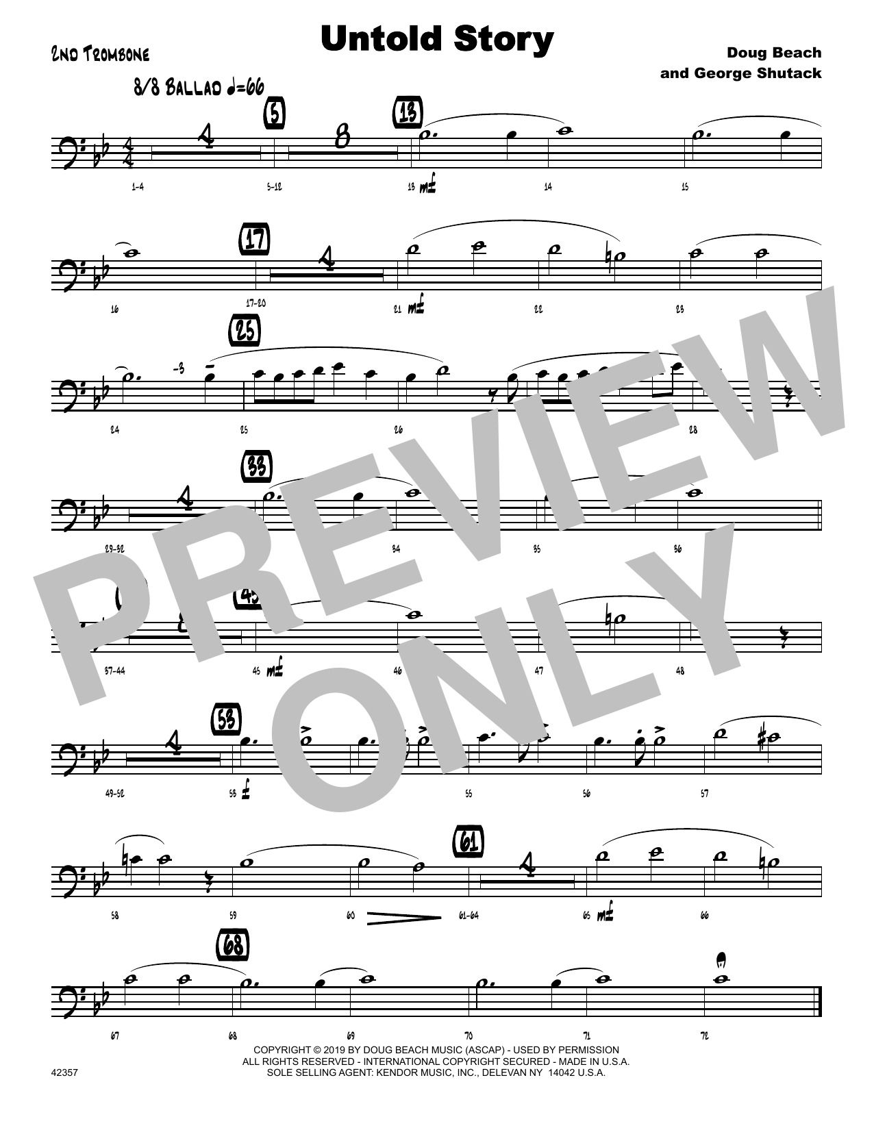Download Doug Beach & George Shutack Untold Story - 2nd Trombone Sheet Music