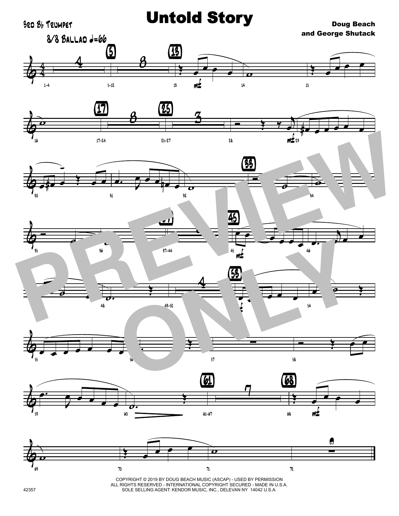 Download Doug Beach & George Shutack Untold Story - 3rd Bb Trumpet Sheet Music