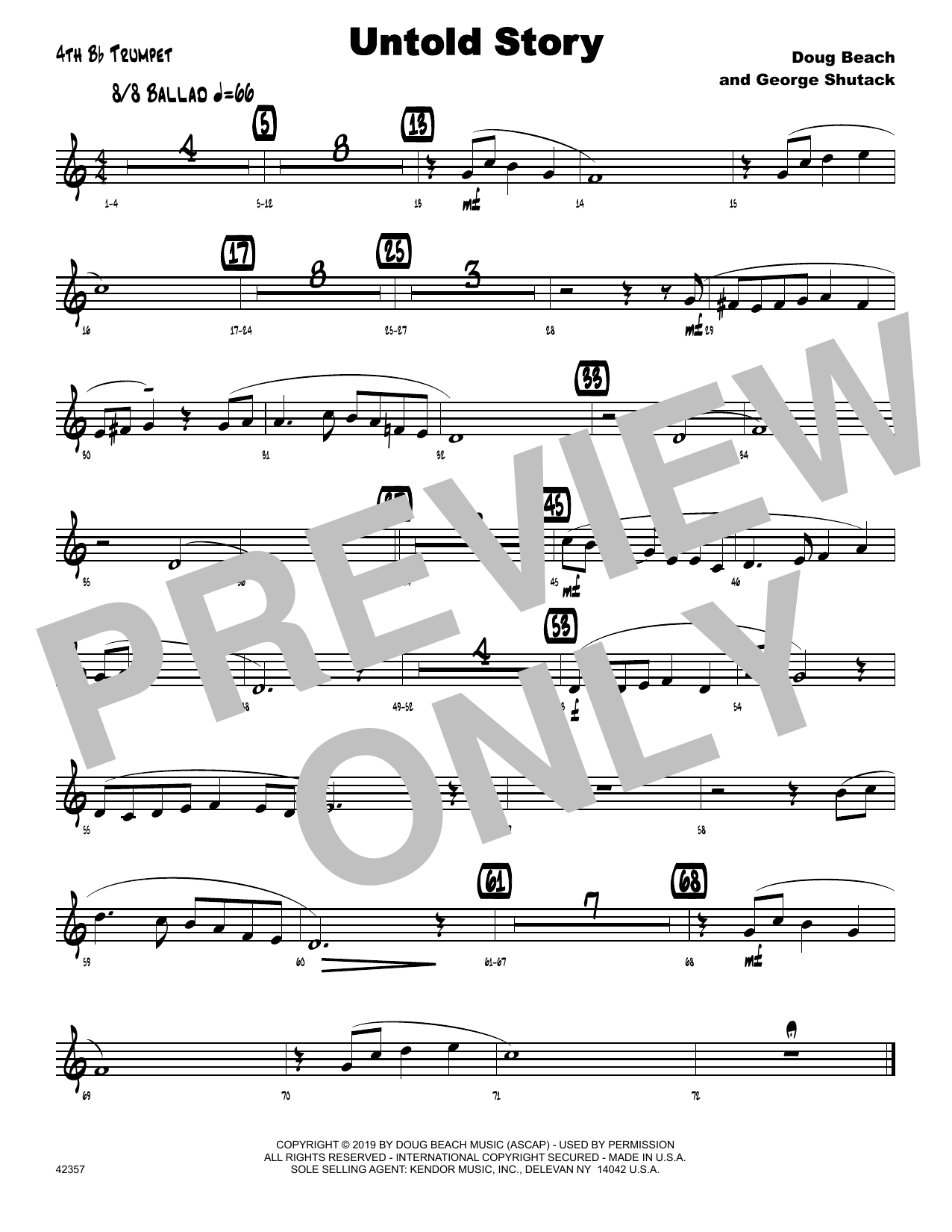 Download Doug Beach & George Shutack Untold Story - 4th Bb Trumpet Sheet Music