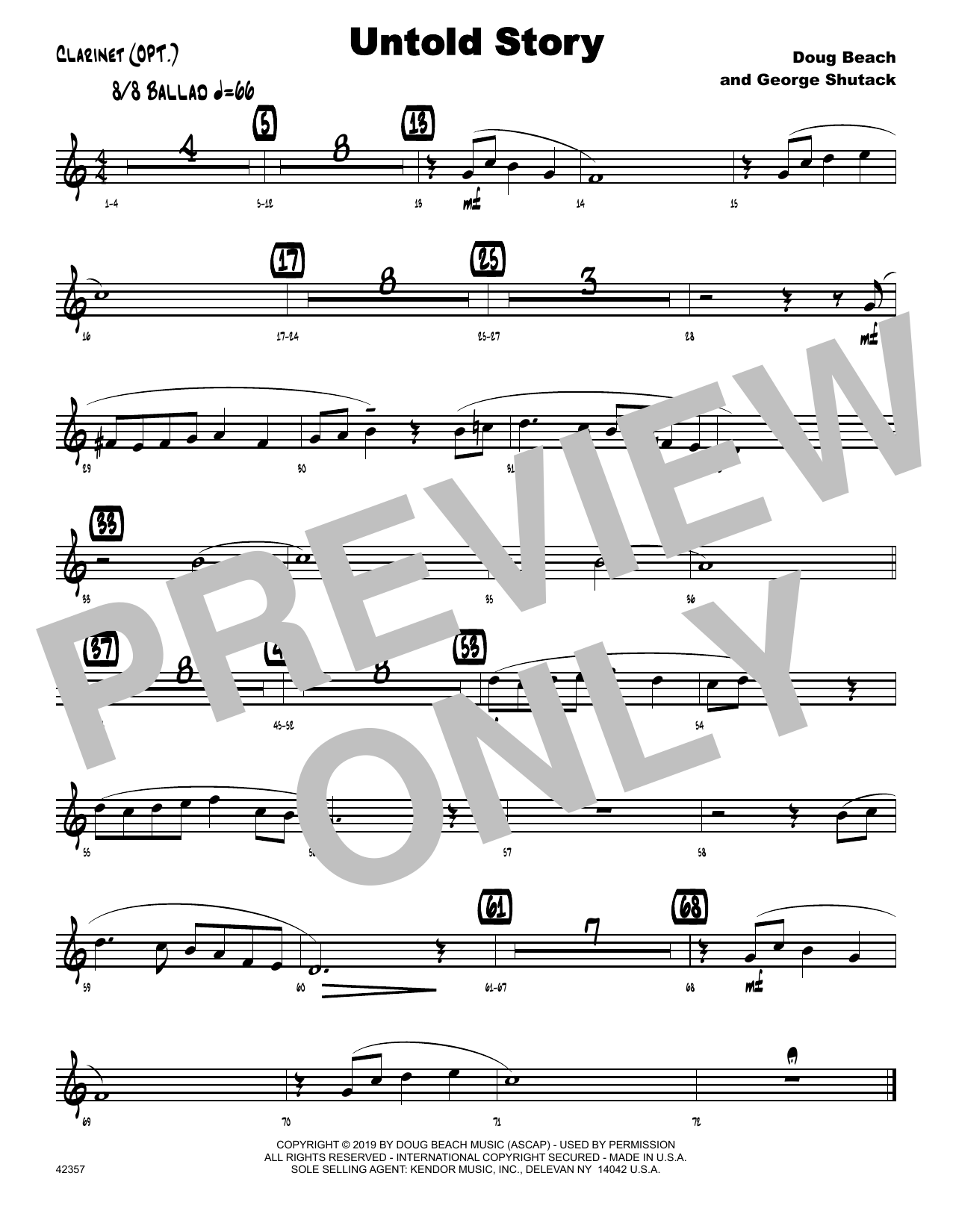 Download Doug Beach & George Shutack Untold Story - Bb Clarinet Sheet Music