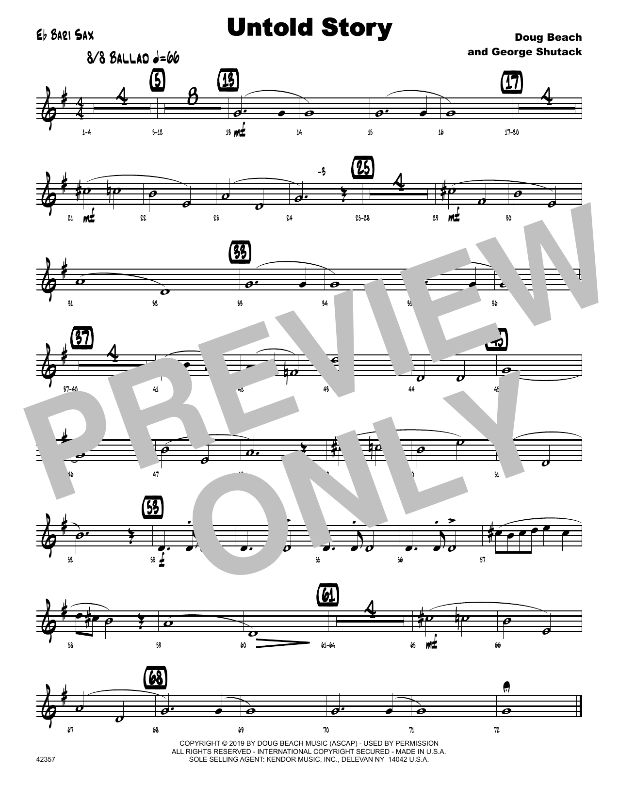 Download Doug Beach & George Shutack Untold Story - Eb Baritone Saxophone Sheet Music
