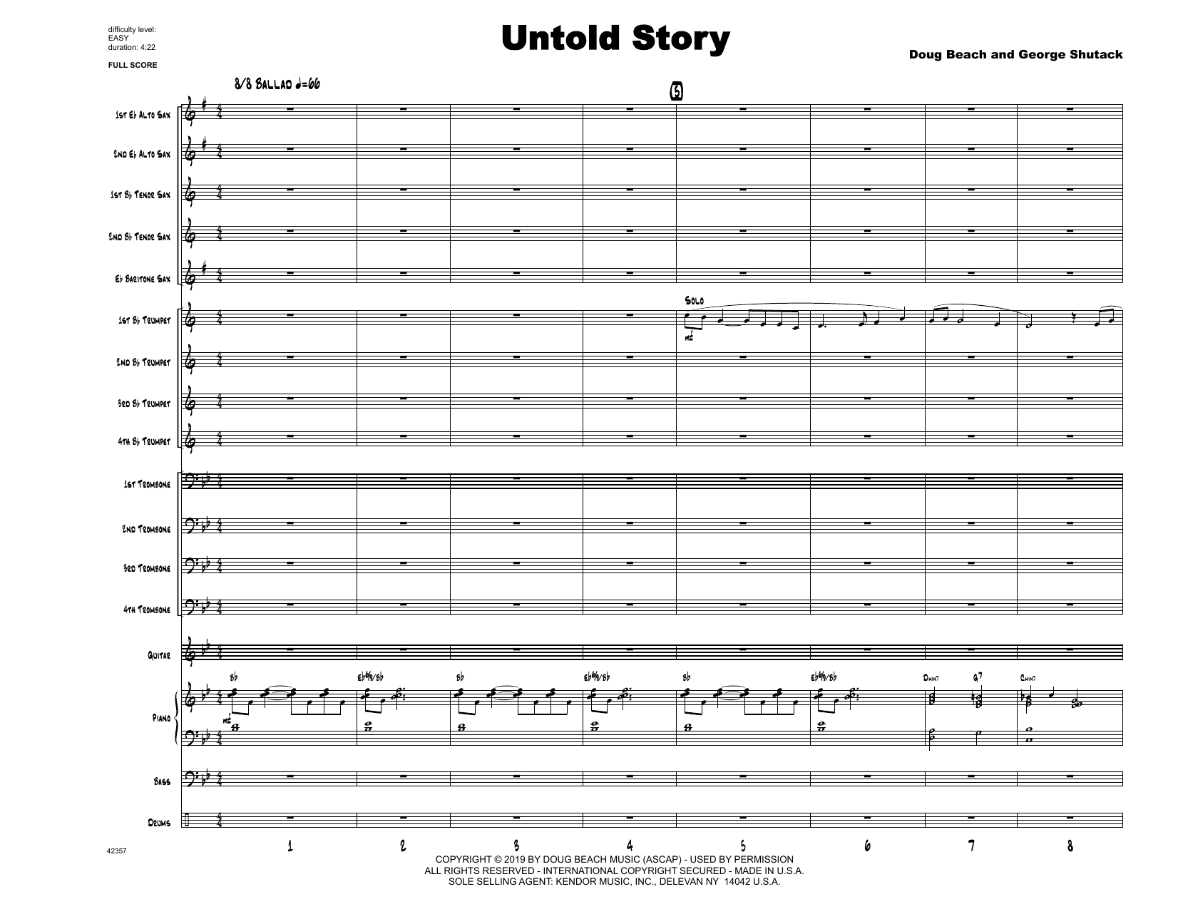 Download Doug Beach & George Shutack Untold Story - Full Score Sheet Music