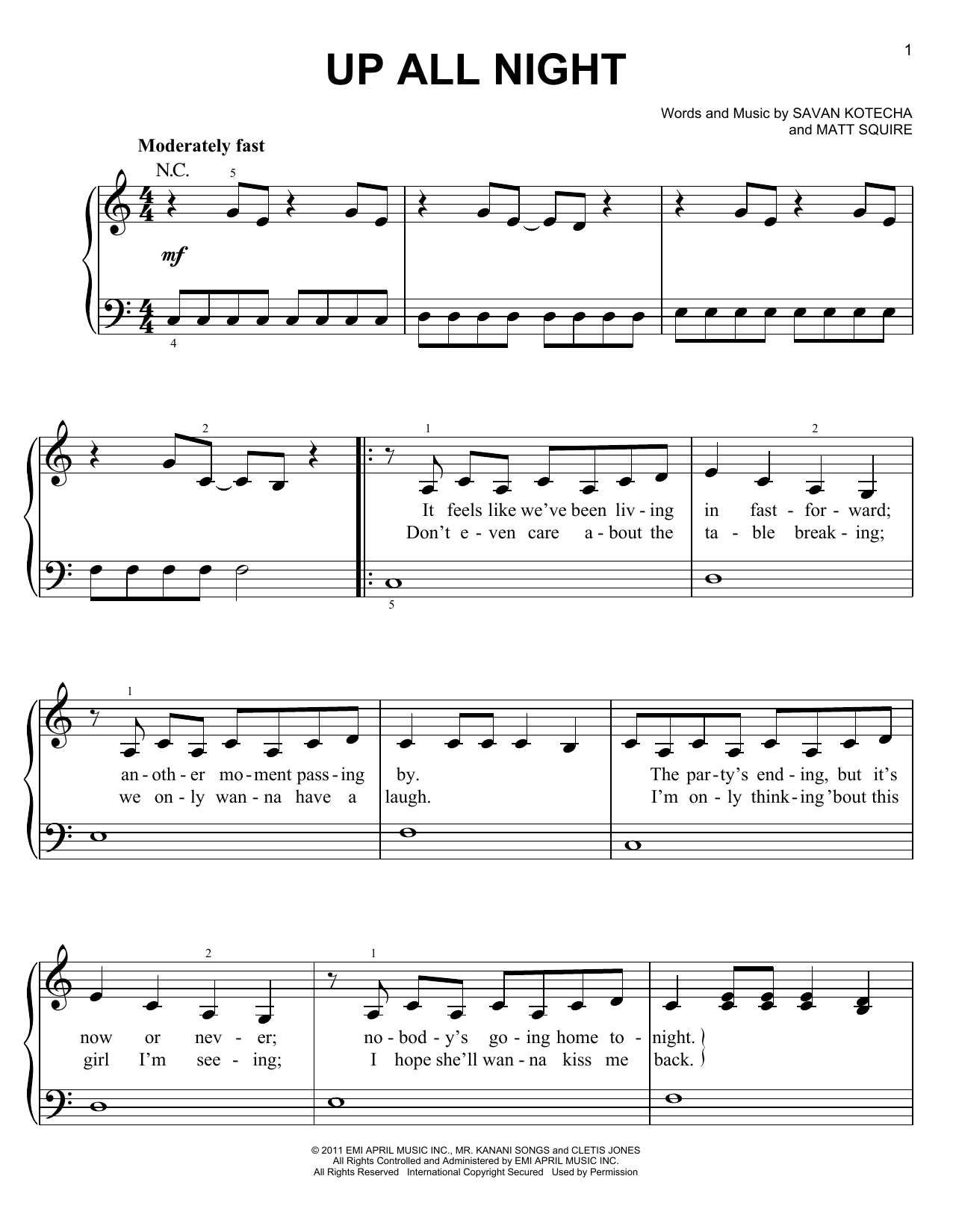 Download One Direction Up All Night Sheet Music