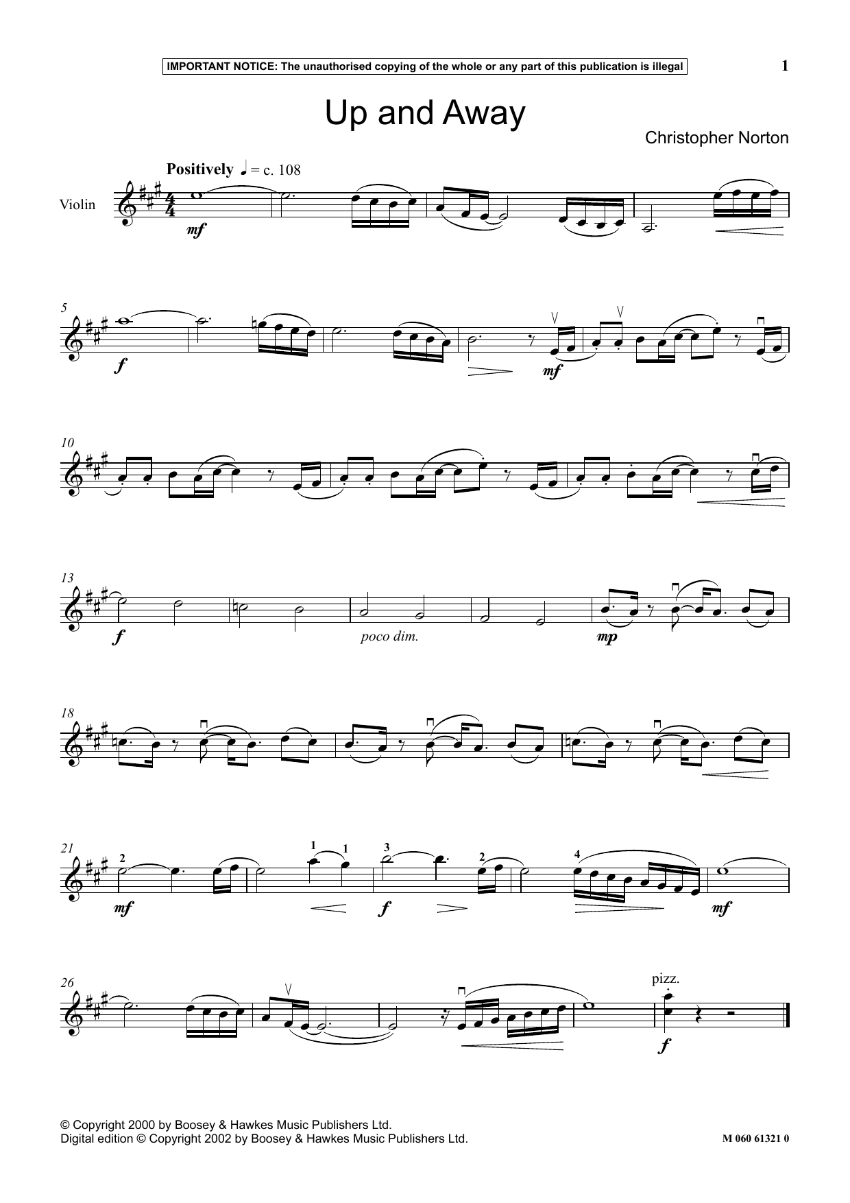 Download Christopher Norton Up And Away Sheet Music