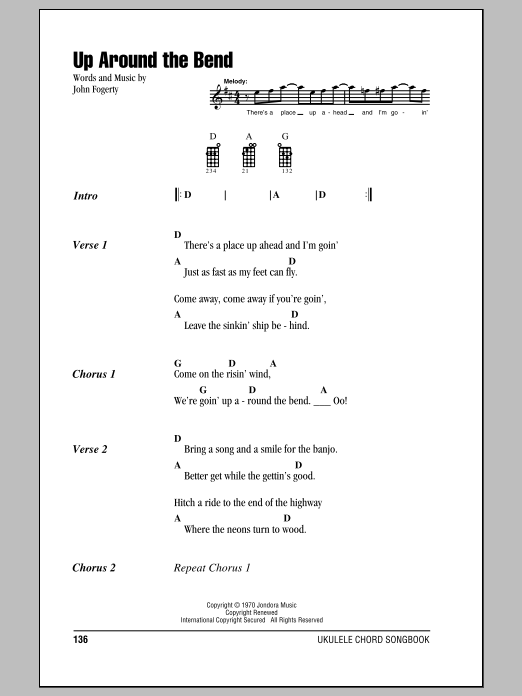 Download Creedence Clearwater Revival Up Around The Bend Sheet Music