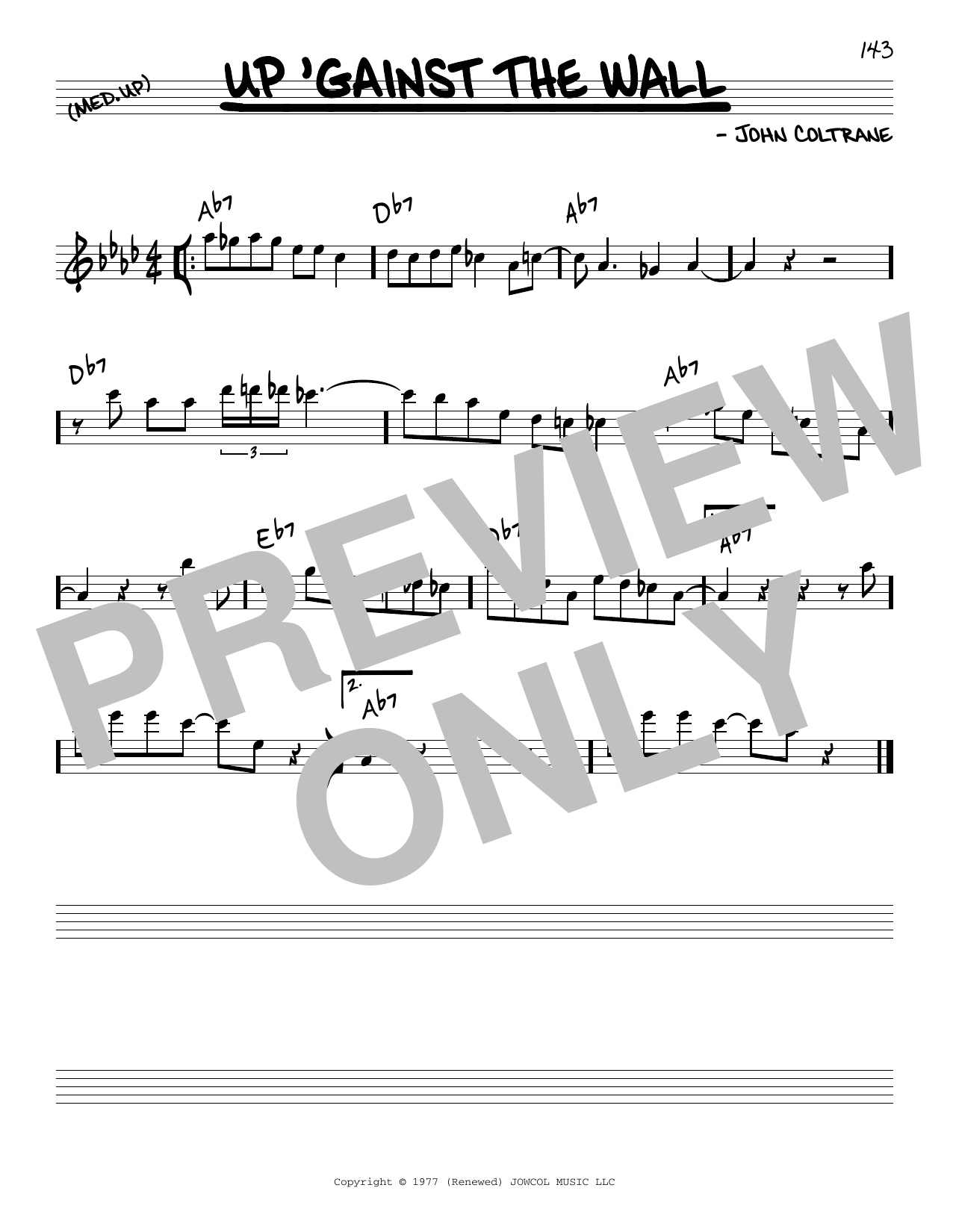 Download John Coltrane Up 'Gainst The Wall Sheet Music
